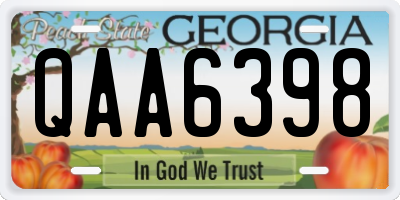 GA license plate QAA6398