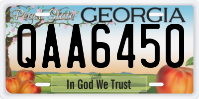 GA license plate QAA6450