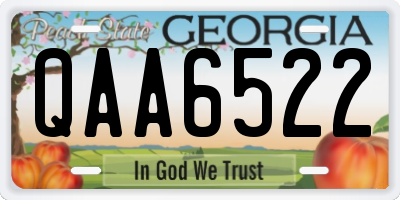 GA license plate QAA6522