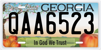 GA license plate QAA6523