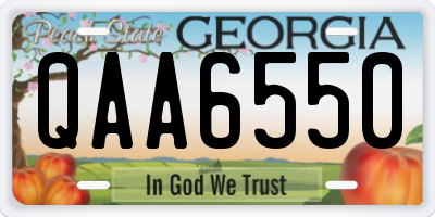 GA license plate QAA6550