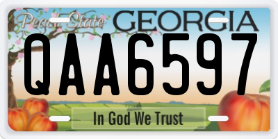 GA license plate QAA6597