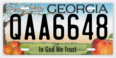 GA license plate QAA6648