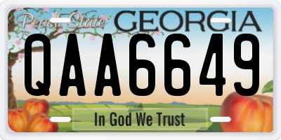 GA license plate QAA6649