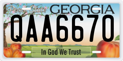 GA license plate QAA6670
