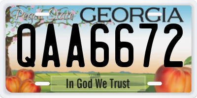GA license plate QAA6672
