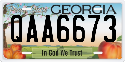 GA license plate QAA6673