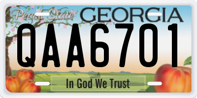 GA license plate QAA6701
