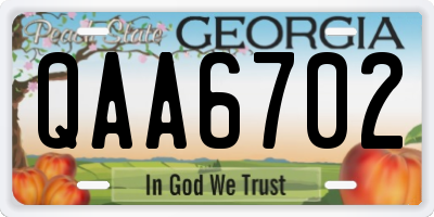GA license plate QAA6702