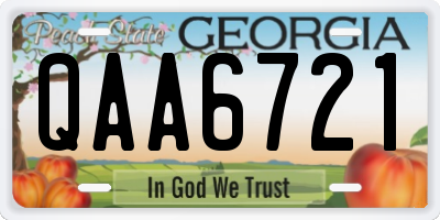 GA license plate QAA6721
