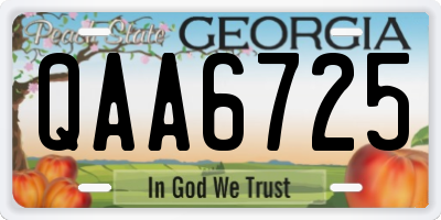 GA license plate QAA6725
