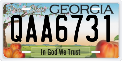 GA license plate QAA6731