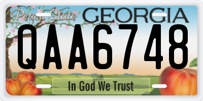 GA license plate QAA6748