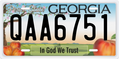 GA license plate QAA6751
