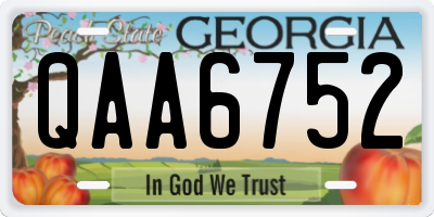 GA license plate QAA6752