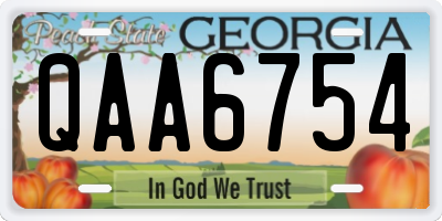 GA license plate QAA6754