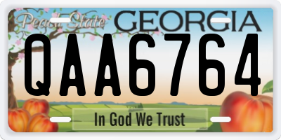 GA license plate QAA6764