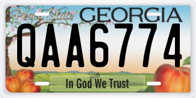 GA license plate QAA6774