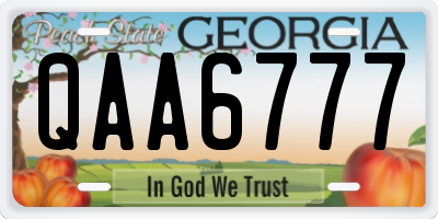 GA license plate QAA6777
