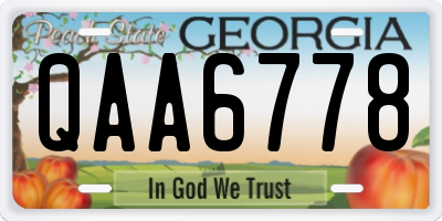 GA license plate QAA6778