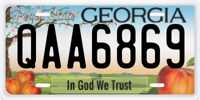 GA license plate QAA6869