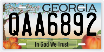 GA license plate QAA6892