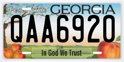 GA license plate QAA6920