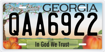 GA license plate QAA6922
