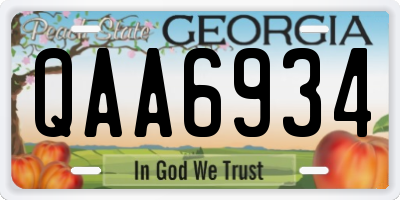 GA license plate QAA6934