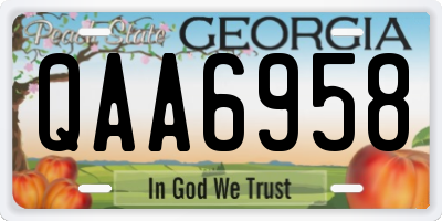 GA license plate QAA6958