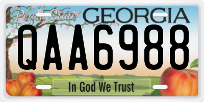GA license plate QAA6988