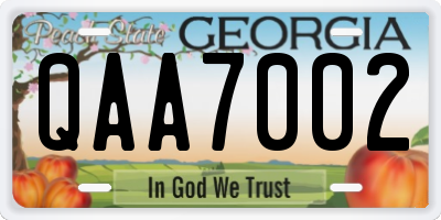GA license plate QAA7002