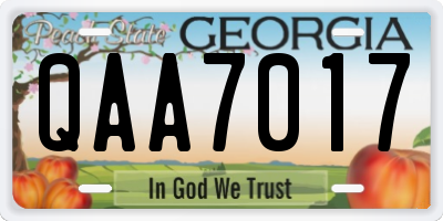 GA license plate QAA7017