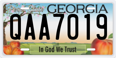 GA license plate QAA7019