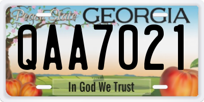 GA license plate QAA7021