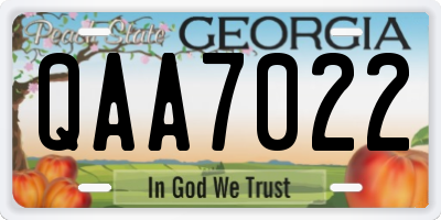GA license plate QAA7022