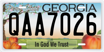 GA license plate QAA7026