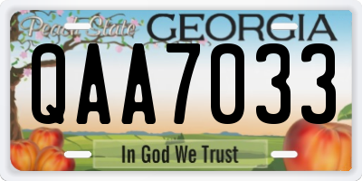 GA license plate QAA7033