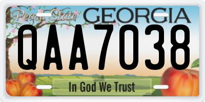 GA license plate QAA7038