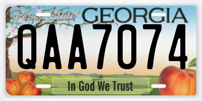 GA license plate QAA7074