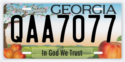 GA license plate QAA7077