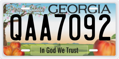 GA license plate QAA7092