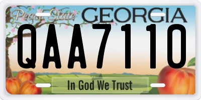 GA license plate QAA7110