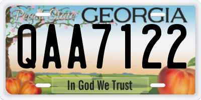 GA license plate QAA7122