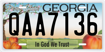 GA license plate QAA7136