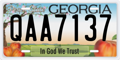 GA license plate QAA7137