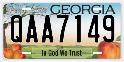 GA license plate QAA7149