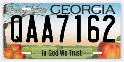 GA license plate QAA7162