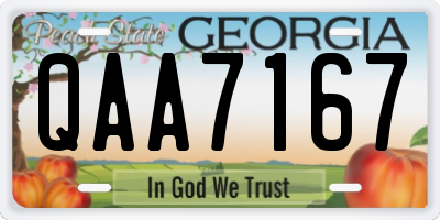GA license plate QAA7167