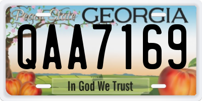 GA license plate QAA7169